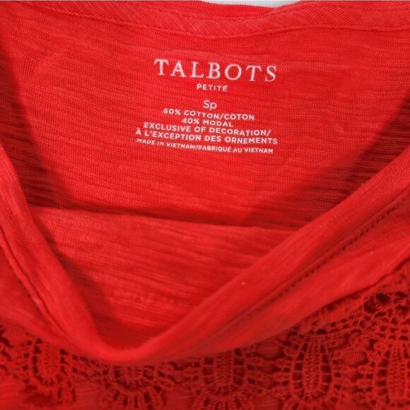 Talbots Petite Crochet Lace Yoke T-shirt - Picture 6 of 6